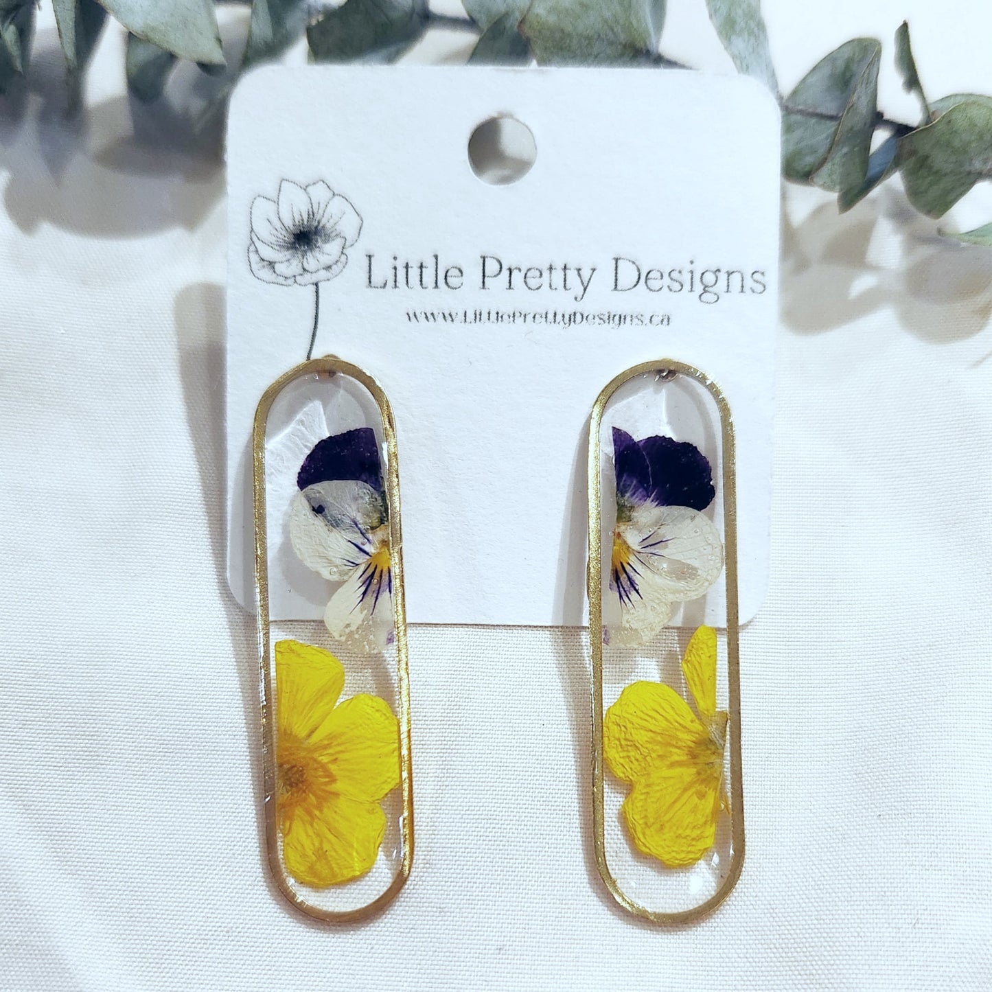 Drop Oval Floral Stud Earrings