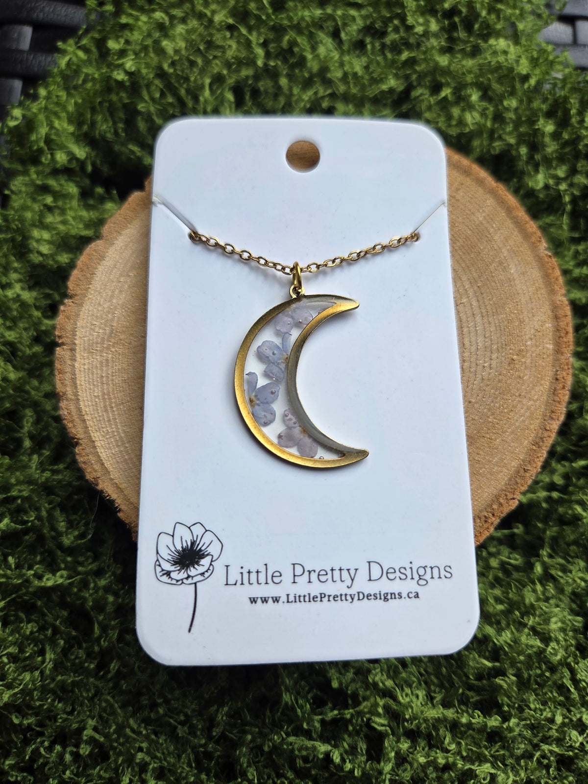 Pressed Floral Moon Necklace