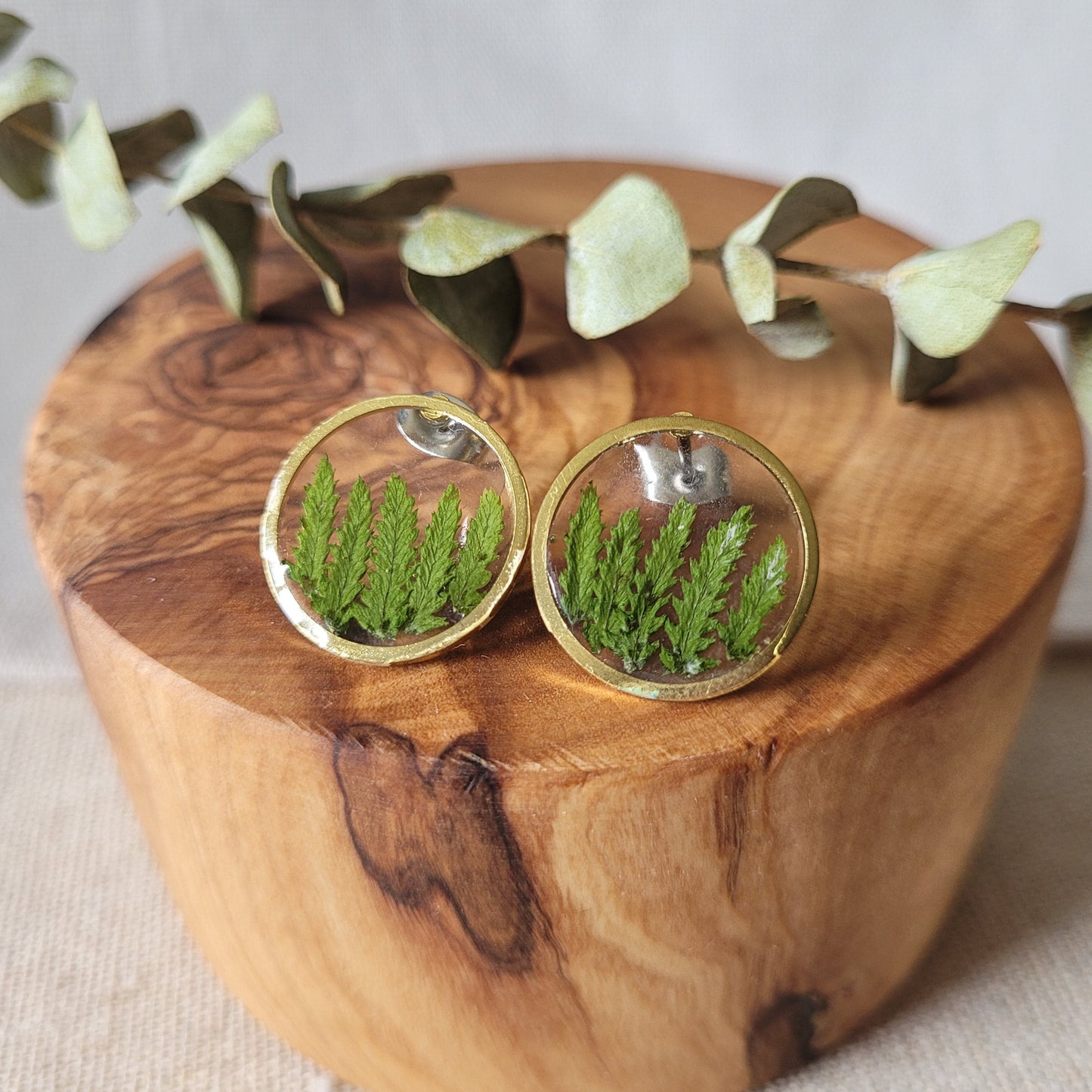 Dried Fern Stud Earrings