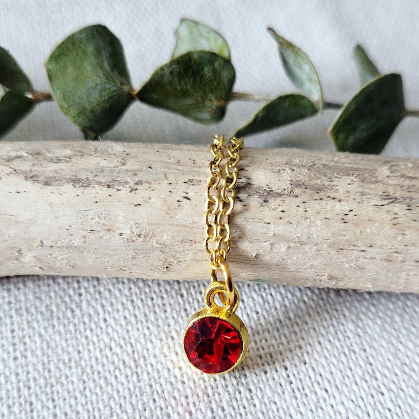 Dainty Garnet Charm Necklace