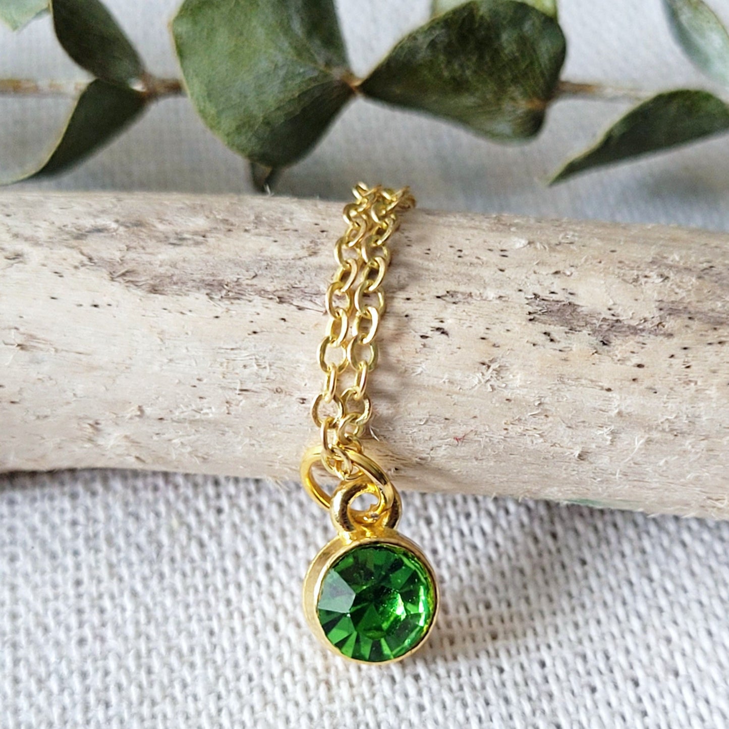 Dainty Peridot Charm Necklace