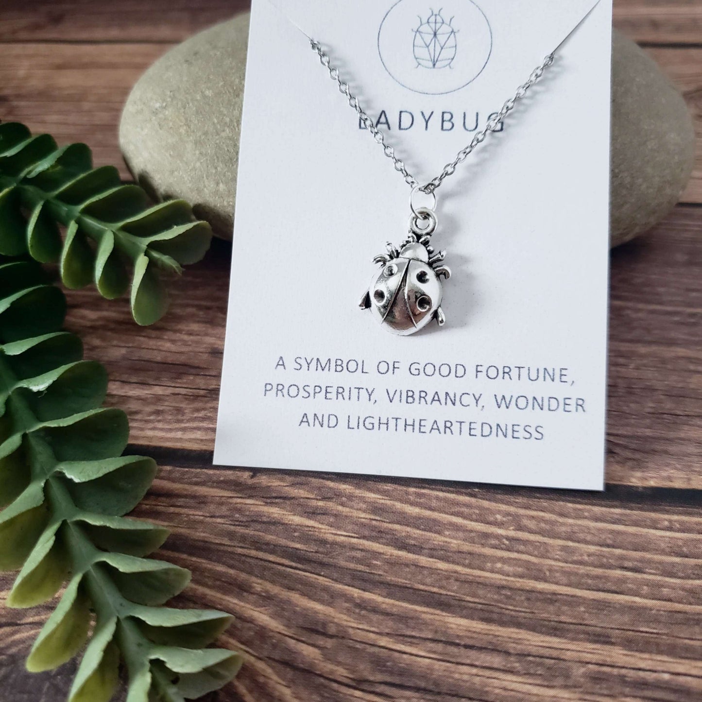 Ladybug Spirit Animal Silver Charm Necklace:Necklace:LittlePrettyDesigns