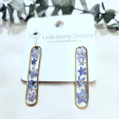 Long Oval Floral Stud Earrings