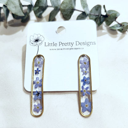 Long Oval Floral Stud Earrings