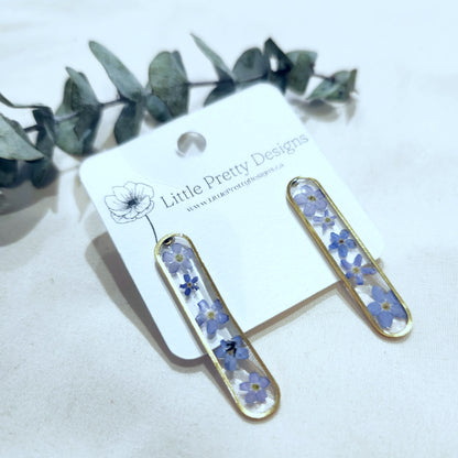 Long Oval Floral Stud Earrings
