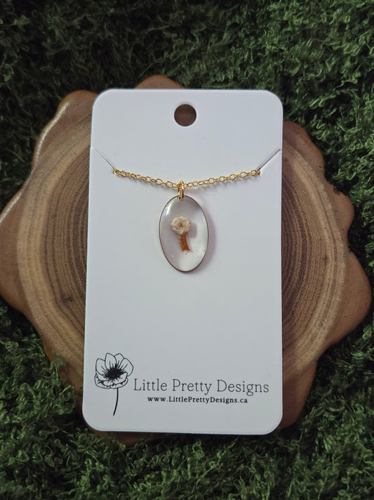 Gold oval mushroom necklace