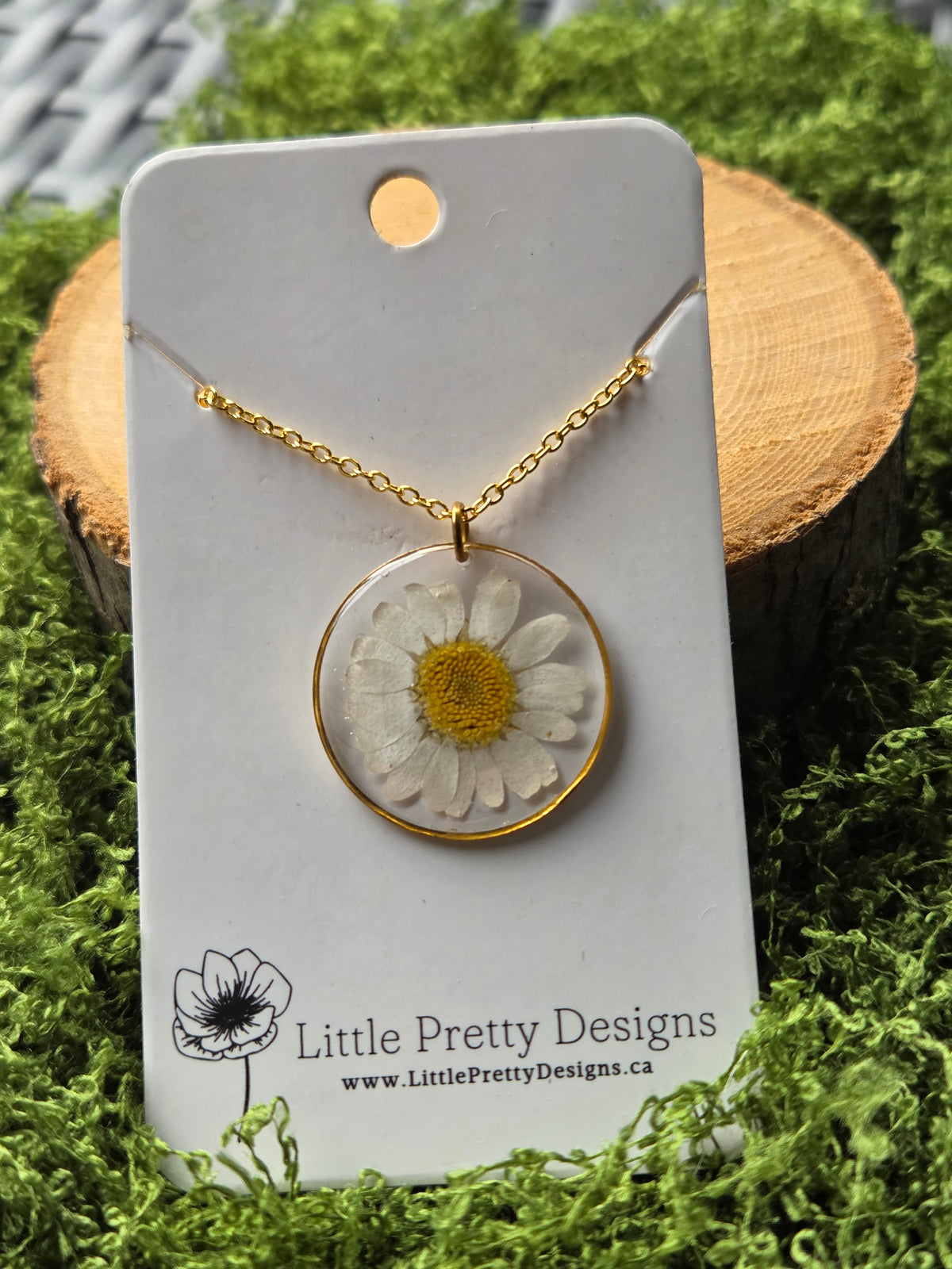 Pressed Flower Daisy Necklace