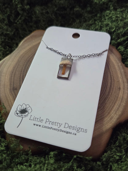 Gold rectangle mushroom necklace