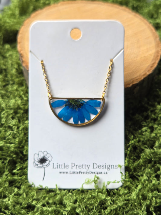 Pressed daisy flower necklace