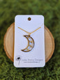 Pressed Floral Moon Necklace