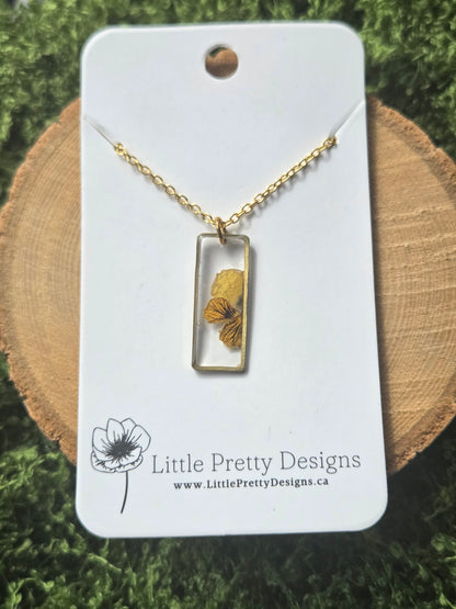 Rectangle Flower Necklace