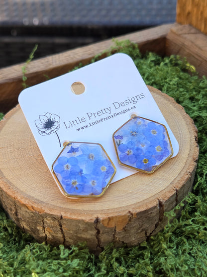 Hexagon stud earrings
