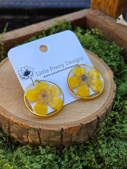 Round buttercup stud earrings