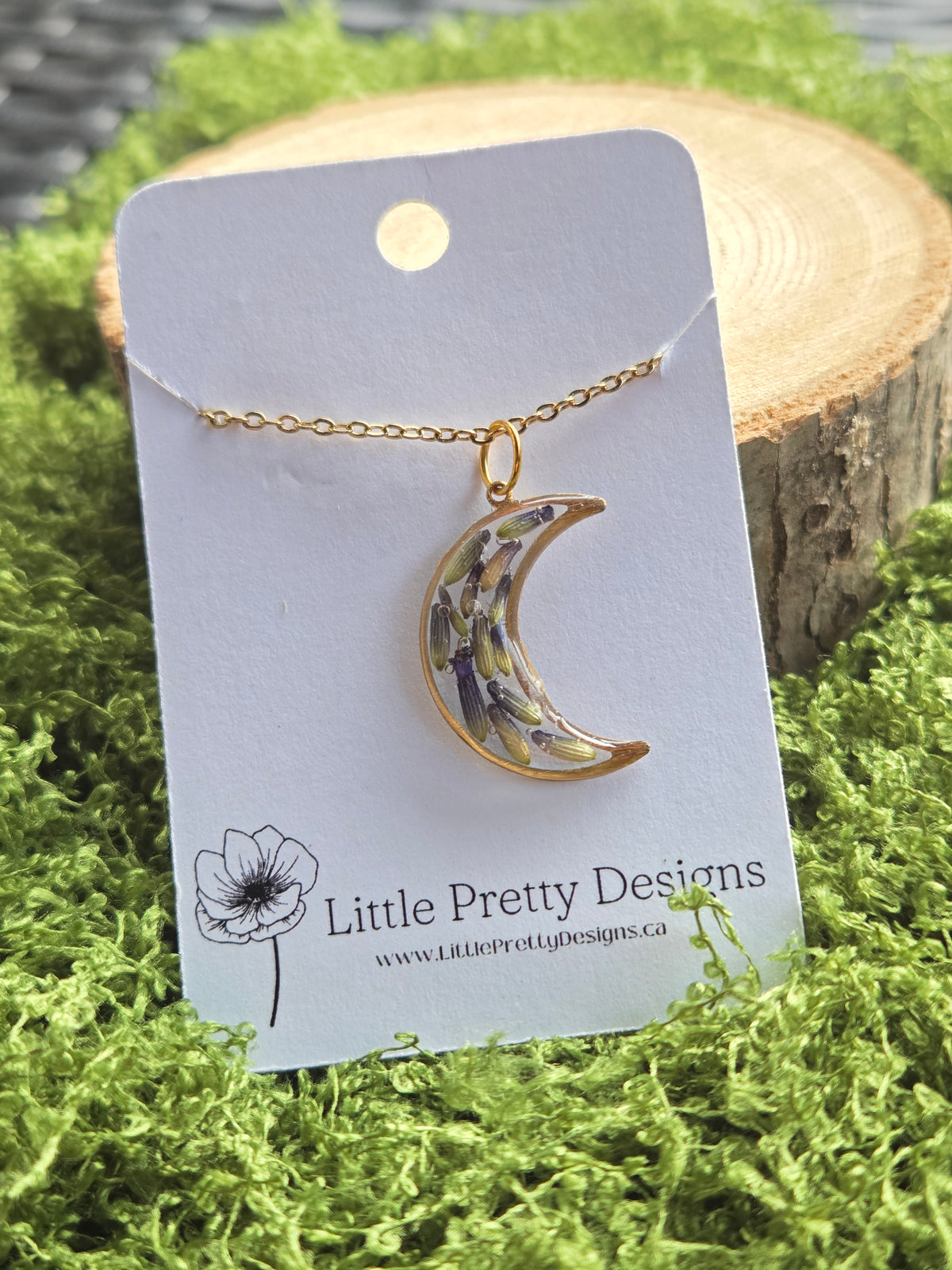 Pressed Floral Moon Necklace