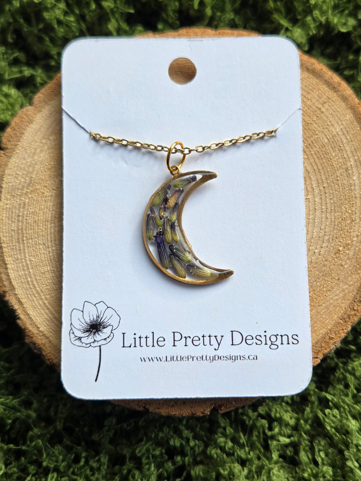 Pressed Floral Moon Necklace