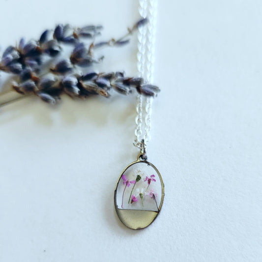 Dainty Oval Floral Necklace