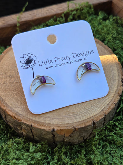 Moon stud earrings