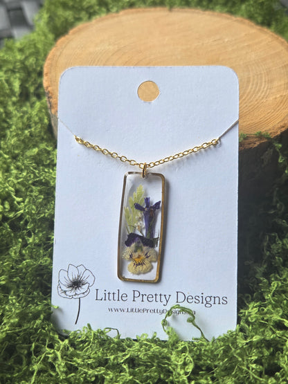 Rectangle Flower Necklace