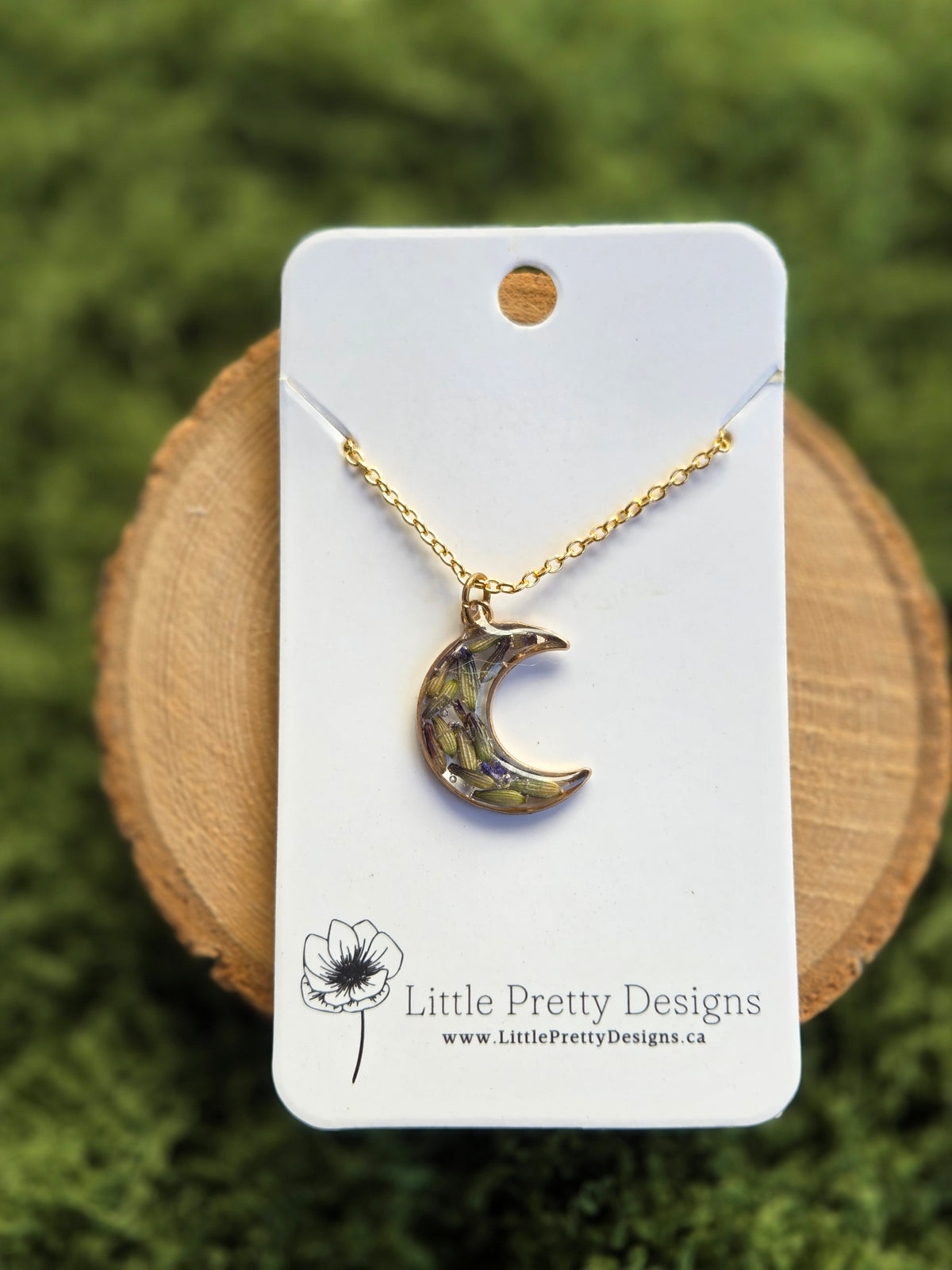 Pressed Floral Moon Necklace
