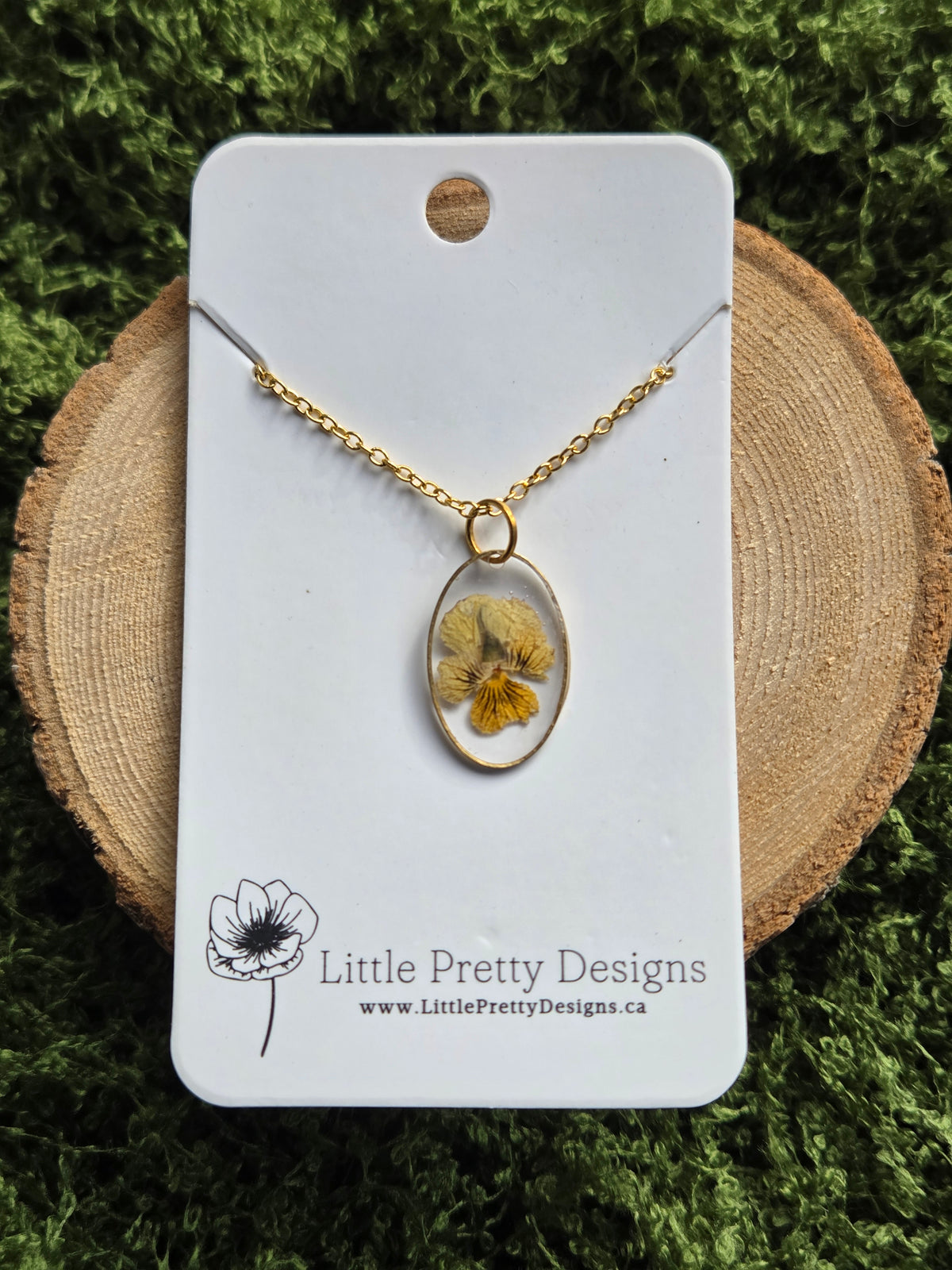 Pressed Pansy Flower Necklace