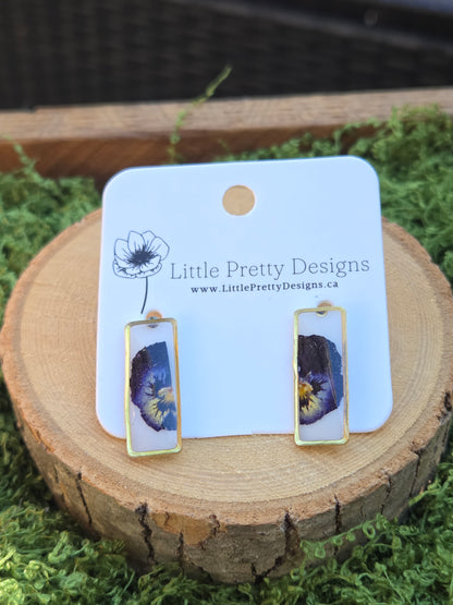 Rectangle Floral Stud Earrings