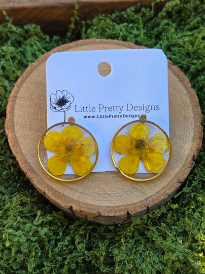 Round buttercup stud earrings