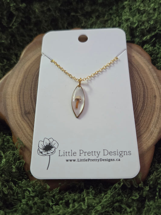 Gold tiny mushroom necklace