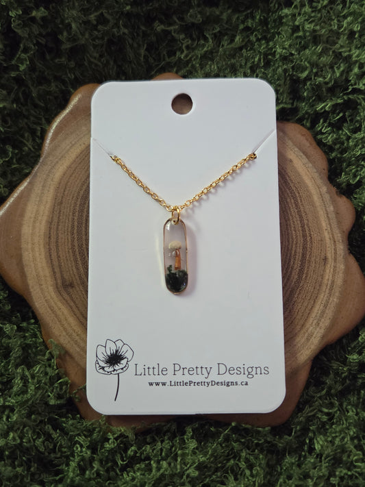 Gold tiny mushroom necklace