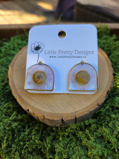 Arch daisy floral stud earrings