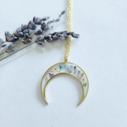 Dainty Moon Floral Necklace