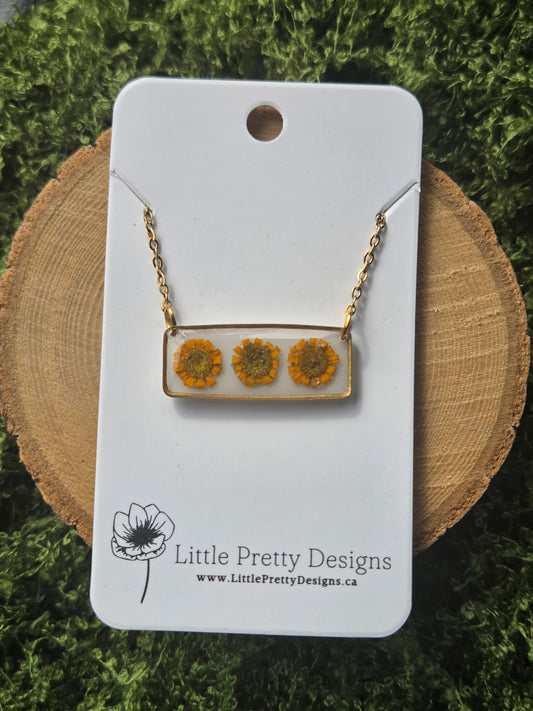 Rectangle Flower Necklace