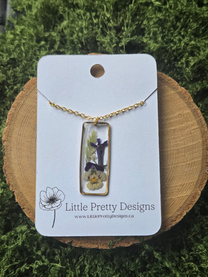 Rectangle Flower Necklace