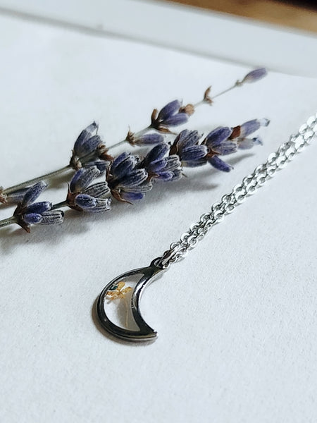 Dainty Moon Floral Necklace