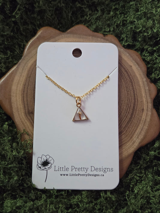 Gold tiny triangle mushroom necklace