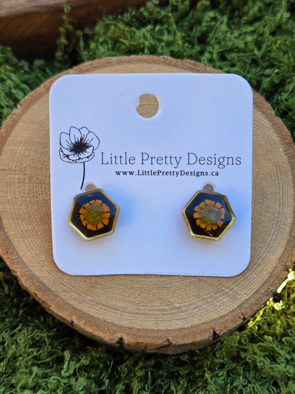 Hexagon stud earrings