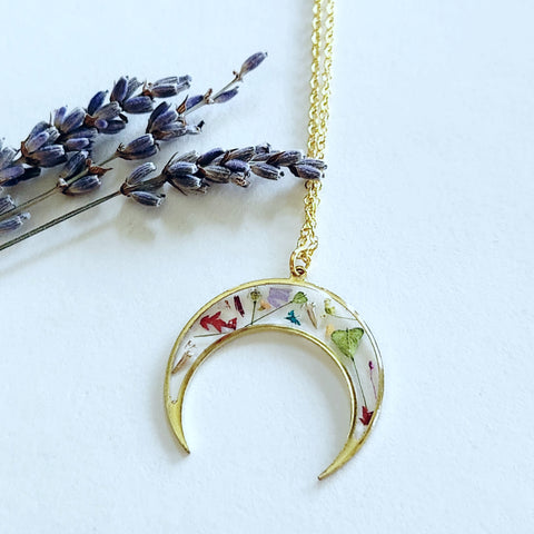 Dainty Moon Floral Necklace