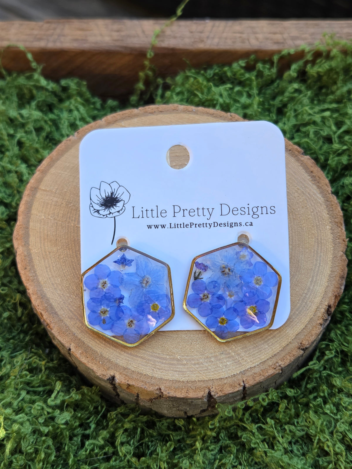 Hexagon stud earrings