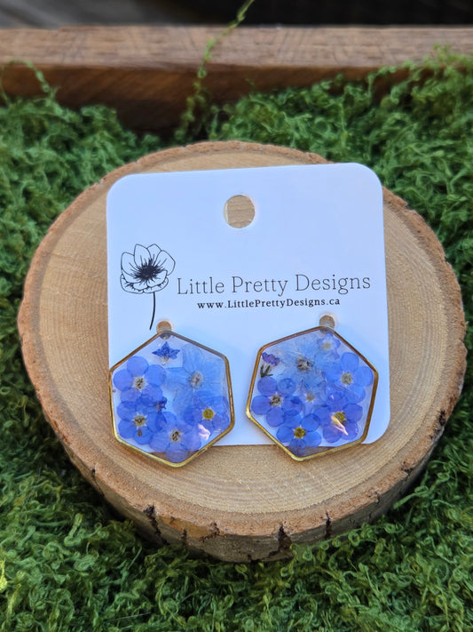 Hexagon stud earrings