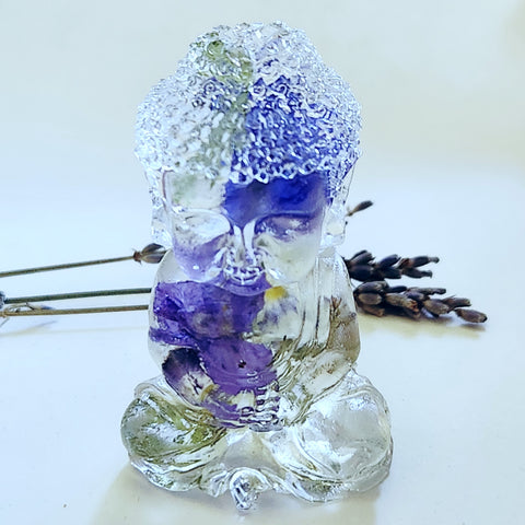 Blue Floral Tiny Buddha