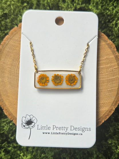 Rectangle Flower Necklace