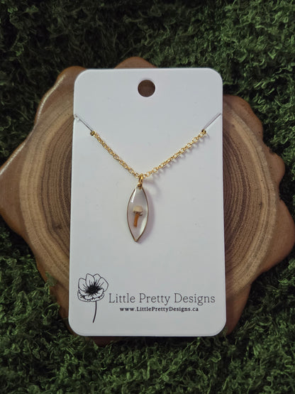 Gold tiny mushroom necklace
