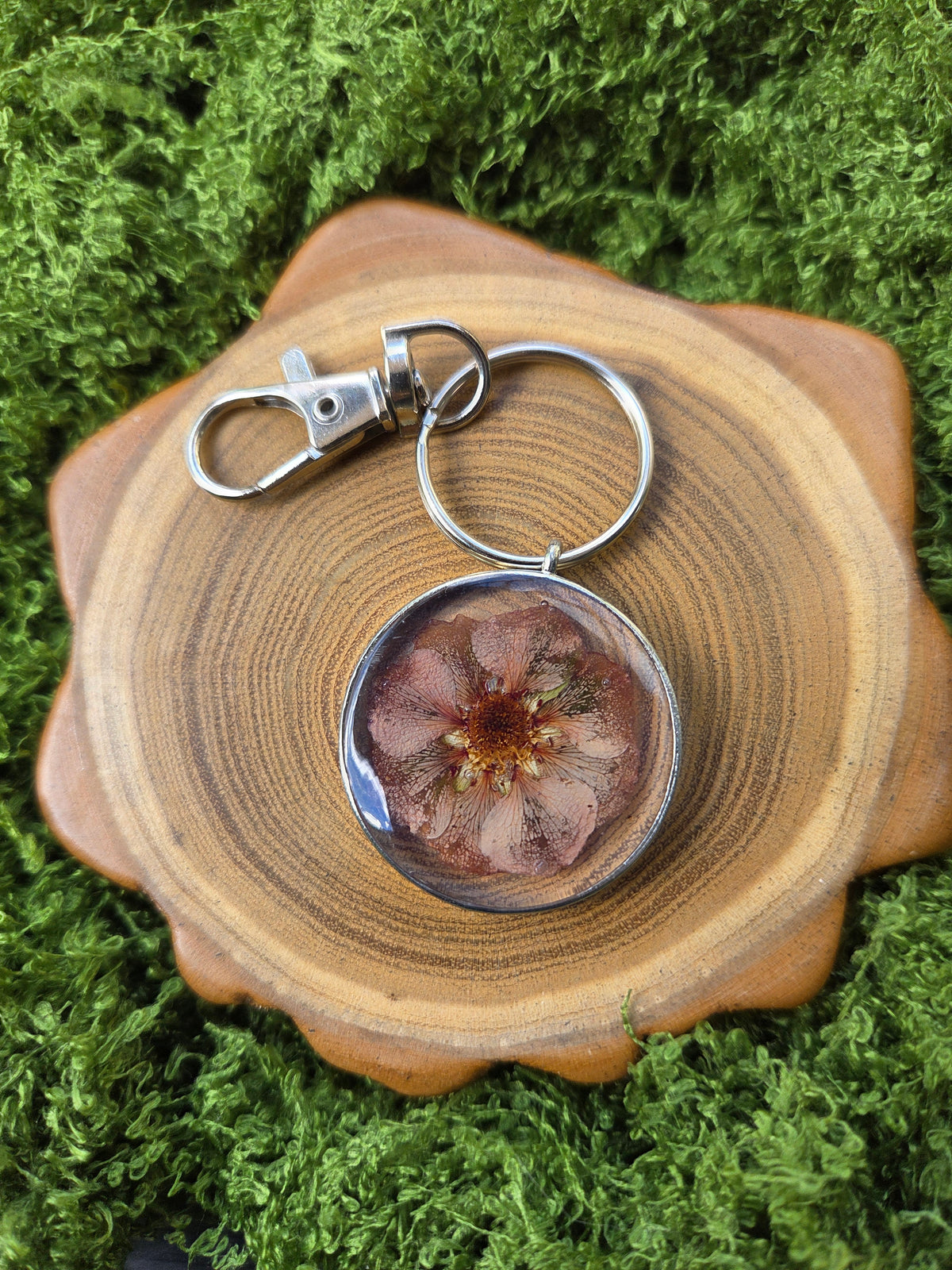 Pink Mini Rose Keychain
