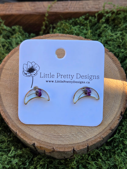Moon stud earrings