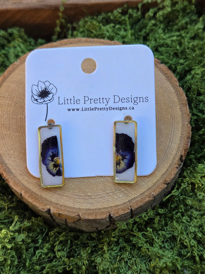 Rectangle Floral Stud Earrings