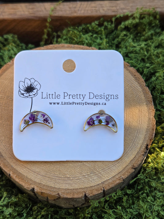Moon stud earrings