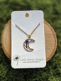 Pressed Floral Moon Necklace