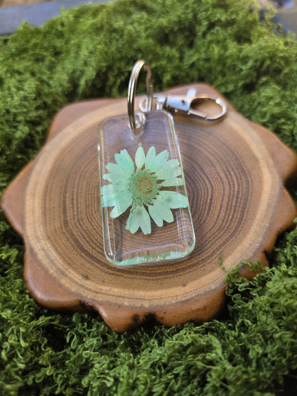 Teal Daisy Keychain