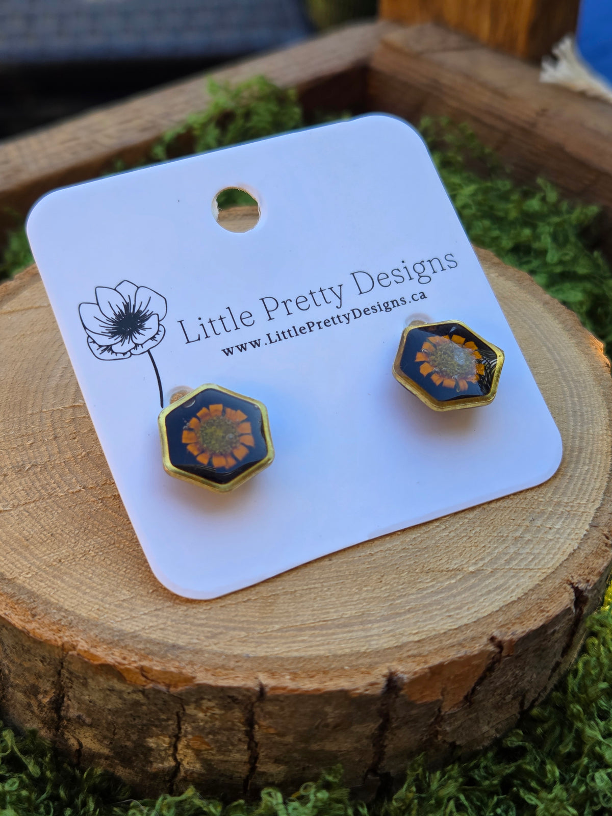 Hexagon stud earrings