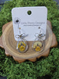 Silver pansy earrings