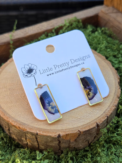 Rectangle Floral Stud Earrings